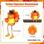 Thanksgiving Decorations Turkey Figurines Set of 3, with Dangling Legs - Image 3