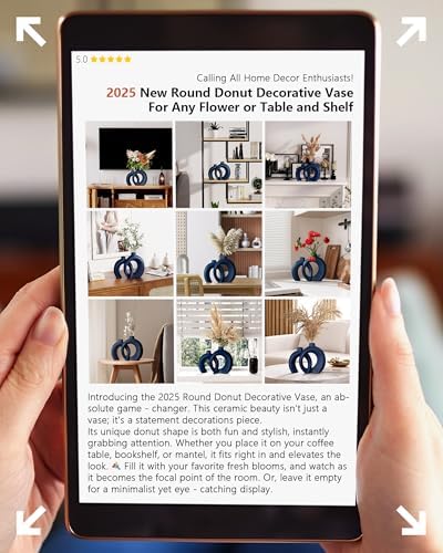 Blue Vase Set of 2 - Donut Navy Vases Home Decor, Modern Coastal Decor - Decorative Vase, Ceramic Decorations for Living Room Coffee Table Bookshelf Shelf Console Mantle (Matte Navy Blue) - Image 4