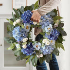 WANNA-CUL 24 Inch Spring Blue Hydrangea Wreath Front Door Wreath - Image 6