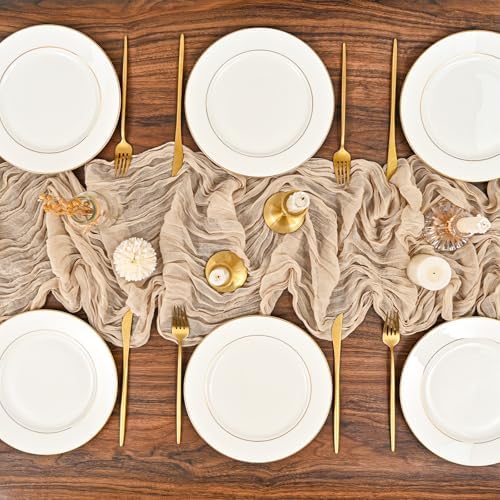 12 Pack Beige Cheesecloth Table Runner,10FT Gauze Boho Long Easter Cheesecloth Table Runners 20x120inch Rustic Cheese Cloth Table Runner for Wedding Party Bridal Shower,Table Decorations - Image 5