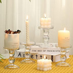 Glass Candle Holder Set of 4 Clear Candlestick Holders for Pillar Taper and Tealight Candles, Vintage Table Centerpiece for Wedding, Christmas Home Decor - Image 5