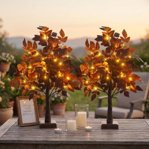 2.2 Ft 24 LED Lighted Trees for Indoor Decor Light Up Tree with Leaf Purple - Image 4