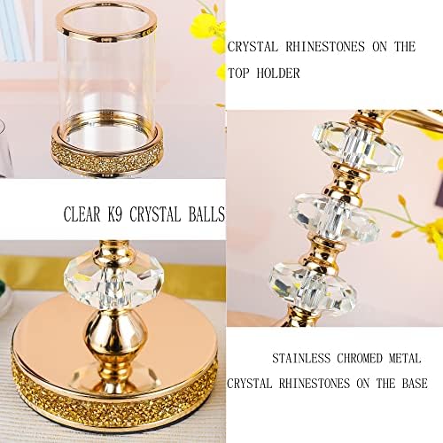 Candle Holder, Pillar Candle Holders, Crystal Candlesticks Holder for Wedding, Parties, Events, Chirstmas,Home Decor, Table Centerpieces CH028D (L) - Image 2