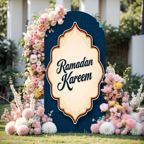 7.2FT Arch Backdrop Cover Ramadan Mubarak Runner Ramadan Decor Ramadan Table Wedding Arch Cover Spandex Fitted Stretchy Backdrop Stand Covers for Birthday Party Wedding Decoration - Image 2