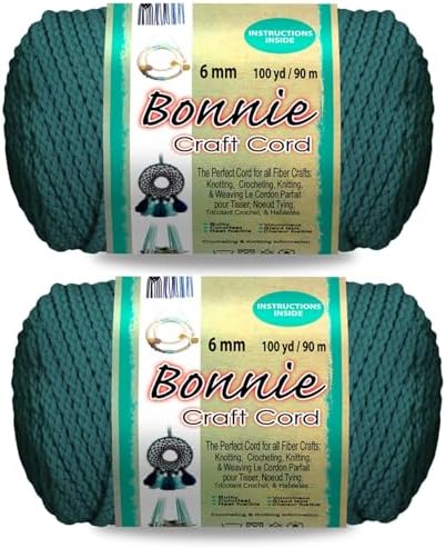 Pepperell Bonnie Braid Macrame Cord | 6mm x 100yd Denim (Value 2-Pack) | Twisted Polypropylene Cord for DIY Crafts, Plant Hangers, Wall Hangings, Crochet & Macrame | Long-Lasting, Vibrant Color by PepperellCrafts