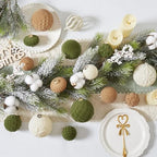 30pcs Velvet Christmas Ball Ornaments, Flocked Shatterproof Christmas Ornaments Hanging Xmas Tree Decorations Set for Home Party Holiday Decor (Multi-Size, Brown-Green-Cream) - Image 3