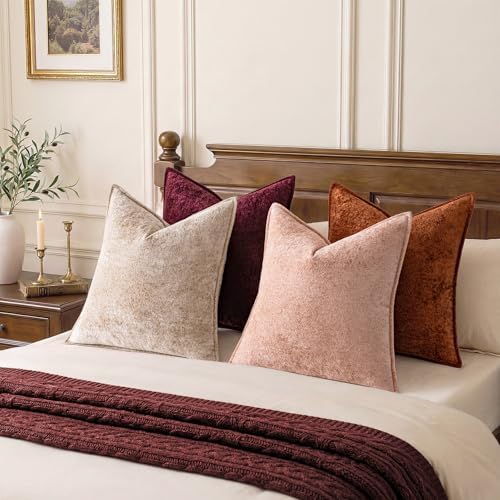 a moment Throw Pillow Covers 20X20 Inch 4 Packs,Soft Velvet Decorative Pillow Cases with 3D Ice Flower,Texture Modern Accent Cushion Covers for Sofa Couch Home Decor Desert Rose - Image 6