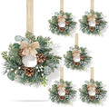 6 Pcs Mini Christmas Wreaths for Kitchen Cabinet Front Door with Bow by Unknown