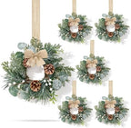 6 Pcs Mini Christmas Wreaths for Kitchen Cabinet Front Door with Bow by Unknown