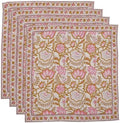 Floral Cloth Napkins Set of 12, Block Print Inspired 100% Cotton Dinner Napkins for Thanksgiving, Christmas & Fall, Reusable Wedding Linens, 18 x 18 Inch, Blush Pink Floral by IVYHERITAGE