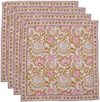 Floral Cloth Napkins Set of 12, Block Print Inspired 100% Cotton Dinner Napkins for Thanksgiving, Christmas & Fall, Reusable Wedding Linens, 18 x 18 Inch, Blush Pink Floral by IVYHERITAGE