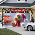 Christmas Garage Door Banner – Festive Holiday Party Backdrop Decoration for Home & Outdoor, Elf & Snow Scene Design for Garage, Porch, Living Room, or Bedroom,16 x 7ft/4.8 x 2.1m - Image 3