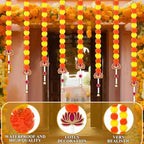 Thiccywoov 10 Pcs 50 Inch Diwali Artificial Marigold Garland with Wooden Lotus Hanging for Decoration Indian Pooja Decor Lotus Flower Decor Ganesh Decorations for Home Wall New Year Gift (Classic) - Image 3