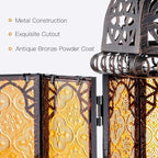 NEEDOMO Set of 2 Hanging Moroccan Lantern, 12.8'' Vintage Candle Holder, Metal Lanterns Decorative Indoor Outdoor, Table, Patio, Porch, Shelf, Ramadan Decorations (Amber) - Image 5