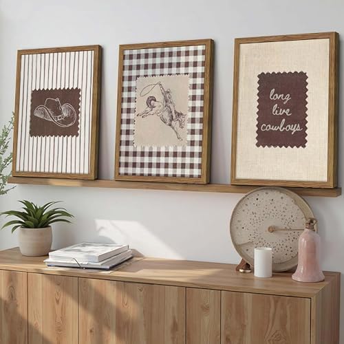 Western Wall Art Set of 3, Vintage Long Live Cowboy Canvas Wall Decor Paintings, Retro Striped Southwestern Artwork Prints Pictures for Nursery Bedroom Living Room 16x24 Inch Wood Framed - Image 7