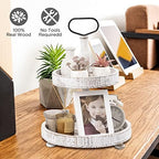 Farmhouse Two Tiered Wooden Tray Stand, UBTKEY 2 Tier Wood Round Decorative Tray with Metal Handle for Home Kitchen Seasonal Holiday Decorations, 17"x13" (Distressed White) - Image 4