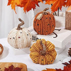 Briful 3PCS Fall Decorative Corn Pumpkin Set – Resin Harvest Pumpkins Fake Corn Pumpkins for Thanksgiving Table Centerpiece Autumn Tiered Tray Indoor Outdoor Fall Decoration - Image 4