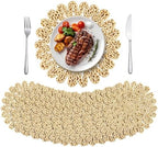 Kochorie 11.8 Inch Round Woven Placemats Set of 12 Handmade Corn Husk Placemats Natural Boho Rattan Woven Placemat Table Wicker Placemat for Farmhouse Spring Home Table by Kochorie