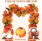 4Pcs, Fall Leaves Garland, Fall Artificial Maple Decorations for Home Porch Mantle Bedroom Kitchen, Indoor and Outdoor, Autumn, Thanksgiving Halloween Decor, 5.74Ft Each, Total 23ft - Image 3