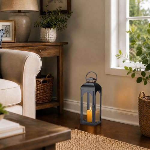 MUMTOP Decorative Lantern 16 Inch Black Metal Candle Holders 1 Pack - Image 5