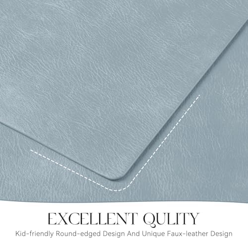 MOSAYT Vinyl Faux Leather Placemats, Set of 8, Light Grayish Blue - Image 5