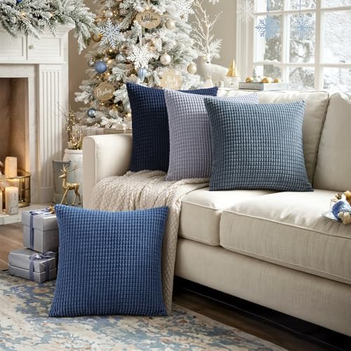 MIULEE Decorative Euro Sham Pillow Covers 22x22 Inch Set of 4 Coastal Blue - Image 7