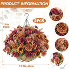 GTIDEA Fall Hanging Baskets 16 Pcs Artficial Fall Flowers for Outdoors - Image 2