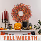 25" Fall Wreaths for Front Door with Pumpkin & Fall Leaves - Thanksgiving Harvest Front Door Wreath Decor, Farmhouse Outdoor Fall Wreath, Large Autumn Wreaths for Outside/Indoor - Image 3