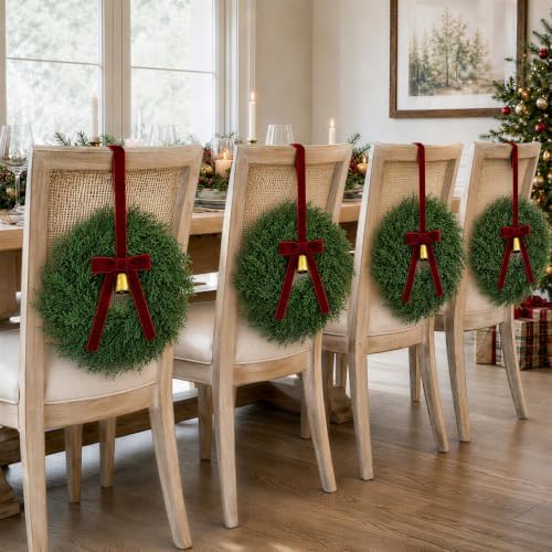 Christmas Decorations, Mini Christmas Wreaths for Cabinets with Bows Bells - Image 4
