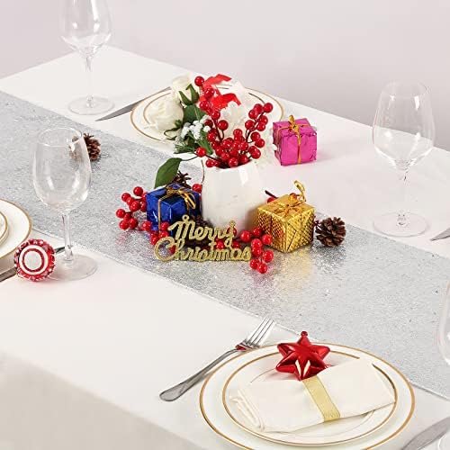 Silver Sequin Table Runners 10 Packs 12x108 Inches Holiday Celebration Sparkly Table Runners for Birthday Party Supplies Decorations - Image 5