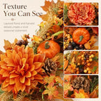 22Inch Fall Wreath for Front Door, Large Autumn Harvest Garland Decoration - Image 4