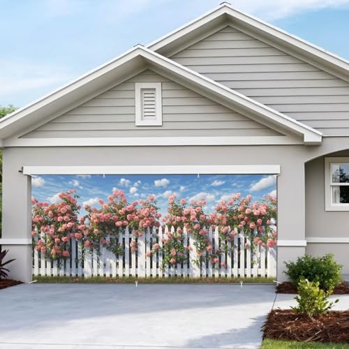 6 * 13FT Summer Rose Garage Door Cover Decorations Rose Garage Door Banner for Outdoor Indoor Summer Party Photography Backdrop - Image 7
