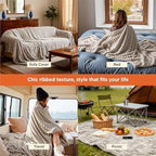 Bedsure Soft King Size Blankets for Bed Beige 108"x90" - Image 4