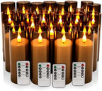 24 Pack LED Gray Flameless Candles with Remote, 3D Flickering Battery Operated Candles in Glass Holders, Safe for Weddings, Parties, Home and Outdoor Decor. - Image 6