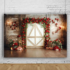 8x6ft Red Rose Brick Wall Wood Door Backdrop for Wedding Bridal Shower Party Decorations Mother’s Day Valentine's Day Engagement Backdrops Portrait Photo Booth Props - Image 4
