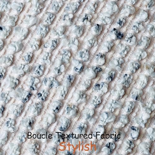 DEZENE Striped Throw Pillow Covers 20x20 Set of 2 Blue Textured Boucle Chic Morden Boho Accent Farmhouse Square Decorative Couch Pillow Covers for Home Decor Bed Sofa Living Room - Image 2