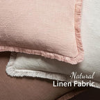 MIULEE Linen Fringe Decorative Euro Throw Pillow Covers Light Pink 24x24 - Image 4