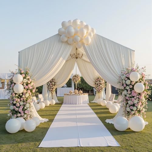 4 Panels 5ft(W) x 20ft(H) Ivory Ceiling Drapes for Wedding Parties by PartyVillage