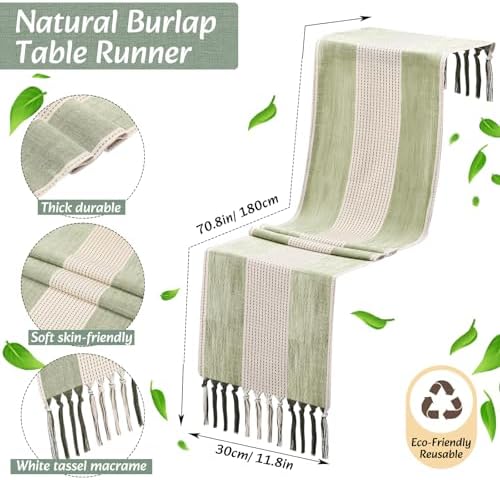 4 Sets Sage Green Table Runner and Placemats Set - Image 3