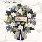 Waipfaru Wreaths for Front Door, 22 Inch Magnolia Door Wreath, 1 Pc - Image 2