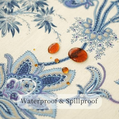 Blue Table Runner Cotton Polyester 12x144 Inch, Beige and Blue - Image 3