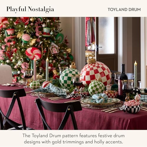 MACKENZIE-CHILDS Set of 4 Polyresin Napkin Rings, Cute Napkin-Holder Rings, Toyland Drum - Image 3