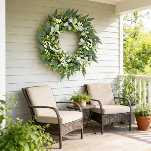 26" Artificial Eucalyptus Wreath for Front Door - Image 7