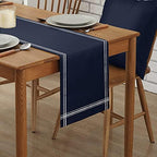 Smile Sunflower Dark Blue Table Runner, Burlap Table Runners 120 inches Long,Farmhouse Style Solid Color Table Runner for Wedding Holiday Party Dinner,Dresser Scarf Decor - Image 2