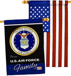 Air Force Proudly Family House Flag - Pack Armed Forces USAF United State American Military Veteran Retire Official USA Applique - Banner Small Garden Yard Gift Double-Sided Made In 28 X 40 by Breeze+Decor