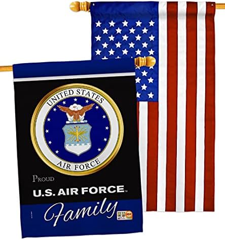 Air Force Proudly Family House Flag - Pack Armed Forces USAF United State American Military Veteran Retire Official USA Applique - Banner Small Garden Yard Gift Double-Sided Made In 28 X 40 by Breeze+Decor