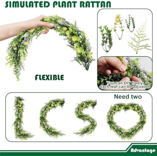 Fake Hanging Plants 6Pc-20 Artificial Ivy Vines, UV Resistant Greenery Ivy Leaves Garland with Flowers for Wedding Outdoor Decoration Home Indoor Wall Décor - Image 5