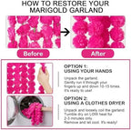 Giegxin 15 Pack 5ft Marigold Garland for Decor, Rose Red - Image 2
