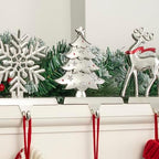 GUOER 4 Pack Snowflake Christmas Stocking Holder Set for Mantle Christmas Decorations Holiday Mantle Fireplace Topper - Snowflake Snowman Reindeer and Christmas Tree Hangers Decorative Metal Hanger - Image 7