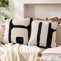 Oudain Tufted Pillow,Classic Style,Black,White,18 X 18 Inch by Oudain